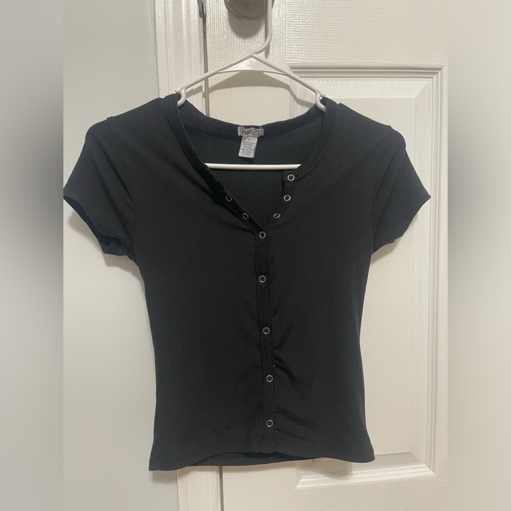 Black Buttoned Up T-shirt